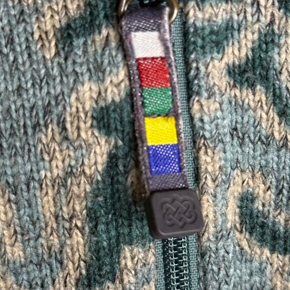 Sherpa Adventure Gear Large Hoodie Zip Up Jacket Namla Jacquard Green Blue Women - Picture 7 of 11